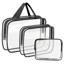 Clear Toiletries Bag, Funnasting 3 in 1 Waterproof Toiletry Travel Bag Clear PVC Travel Bag Wash Bag Makeup Bag Travel Business Bathroom for Men,