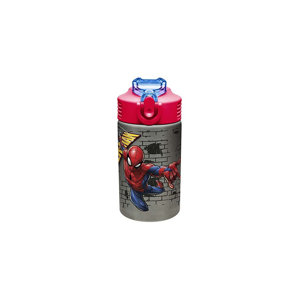 Zak Designs Marvel Comics Spider-Man Stainless Steel Water Bottle, 1 Count (Pack of 1), Spiderman SS