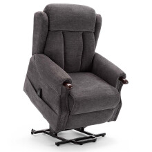 (Greys) Halton Electric Fabric Dual Motor Riser Recliner Lift Mobility Tilt Chair
