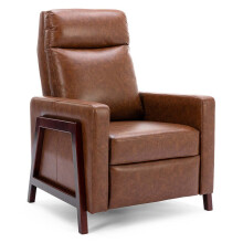 (Browns) Riley Push Back Soft Air Leather Modern Reclining Armchair Accent Home Cenema Recliner Chair