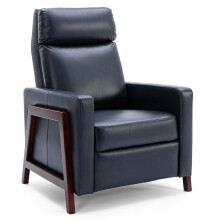 (Blue) Riley Push Back Soft Air Leather Modern Reclining Armchair Accent Home Cenema Recliner Chair