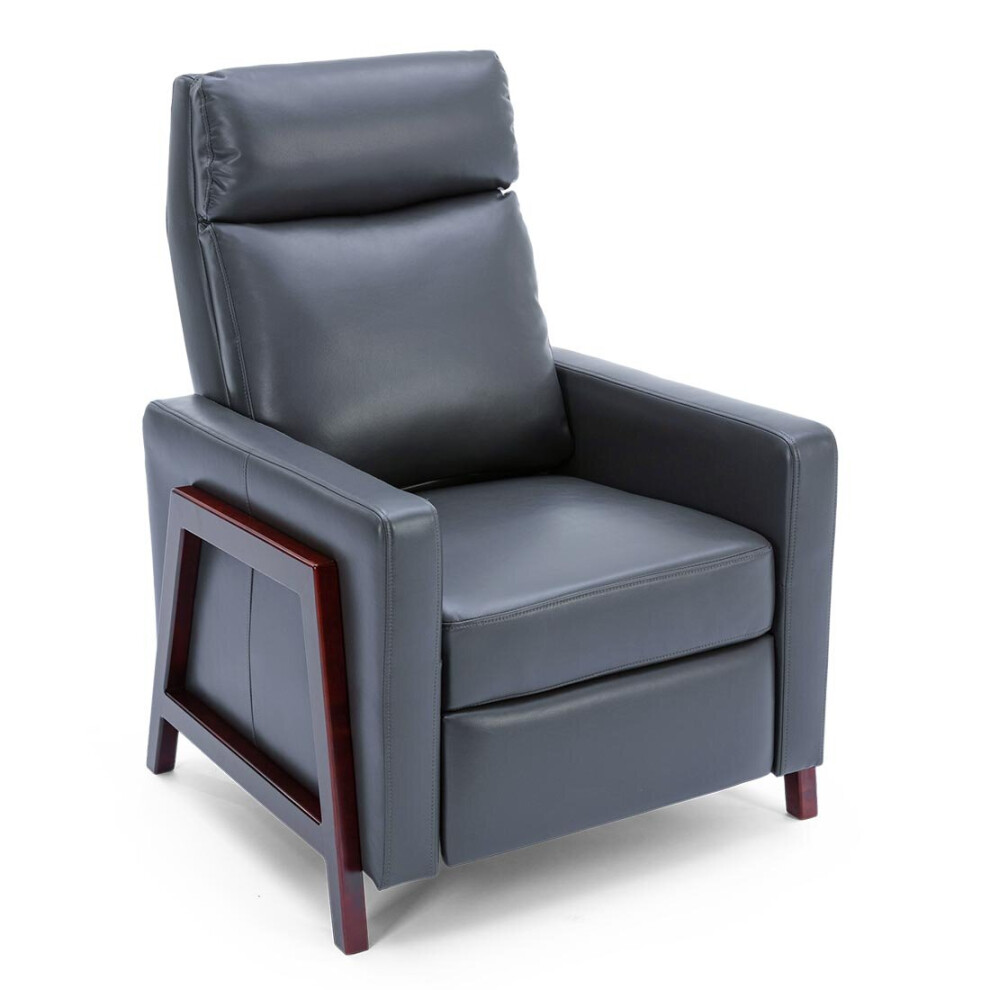 (Greys) Riley Push Back Soft Air Leather Modern Reclining Armchair Accent Home Cenema Recliner Chair-image-OPC-P8XKRMV-NEW