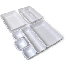 iGadgitz Home U7126 Plastic Drawer Organiser, Drawer Divider, Drawer Tidy, Drawer Tray -White