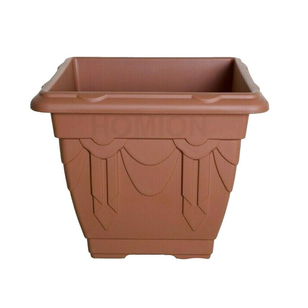 (22 cm) Terracotta Square Venetian Plastic Flower Pots Garden Plants Container Growing