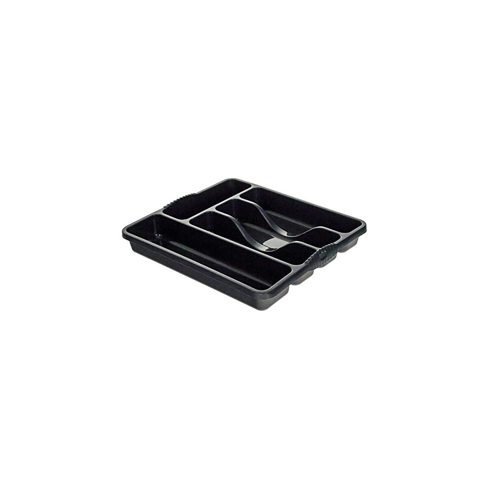 WHAM Plastic Kitchen Cutlery Tray Organiser Rack Holder Drawer Insert Tidy Storage - Midnight