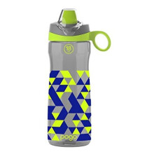 Bouteille d'eau Pogo sans BPA Tritan pour enfants avec paille en silicone, Grey Geode, 18 oz.