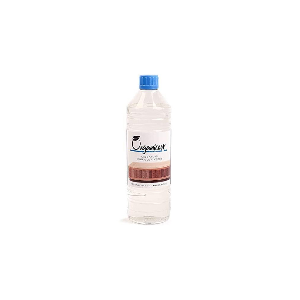 Organicook Food Grade Mineral Oil - Large 1,000 ml Bottle - Chopping Board Oil - Food Safe Wood Oil - Bamboo, Cutting, Serving Boards, Butchers B