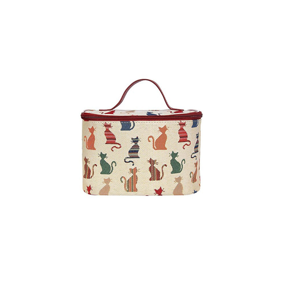 Signare Tapestry Women Toiletry Make-Up Bag Cheeky Cat (Toil-Cheky)(Size: Small)