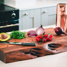 Professional Chef Rustic Style Living Live Edge Large Kitchen Chopping Board Butchers Block (70 cm x 40 cm x 8 cm (H19747) ** Available in 2 Size