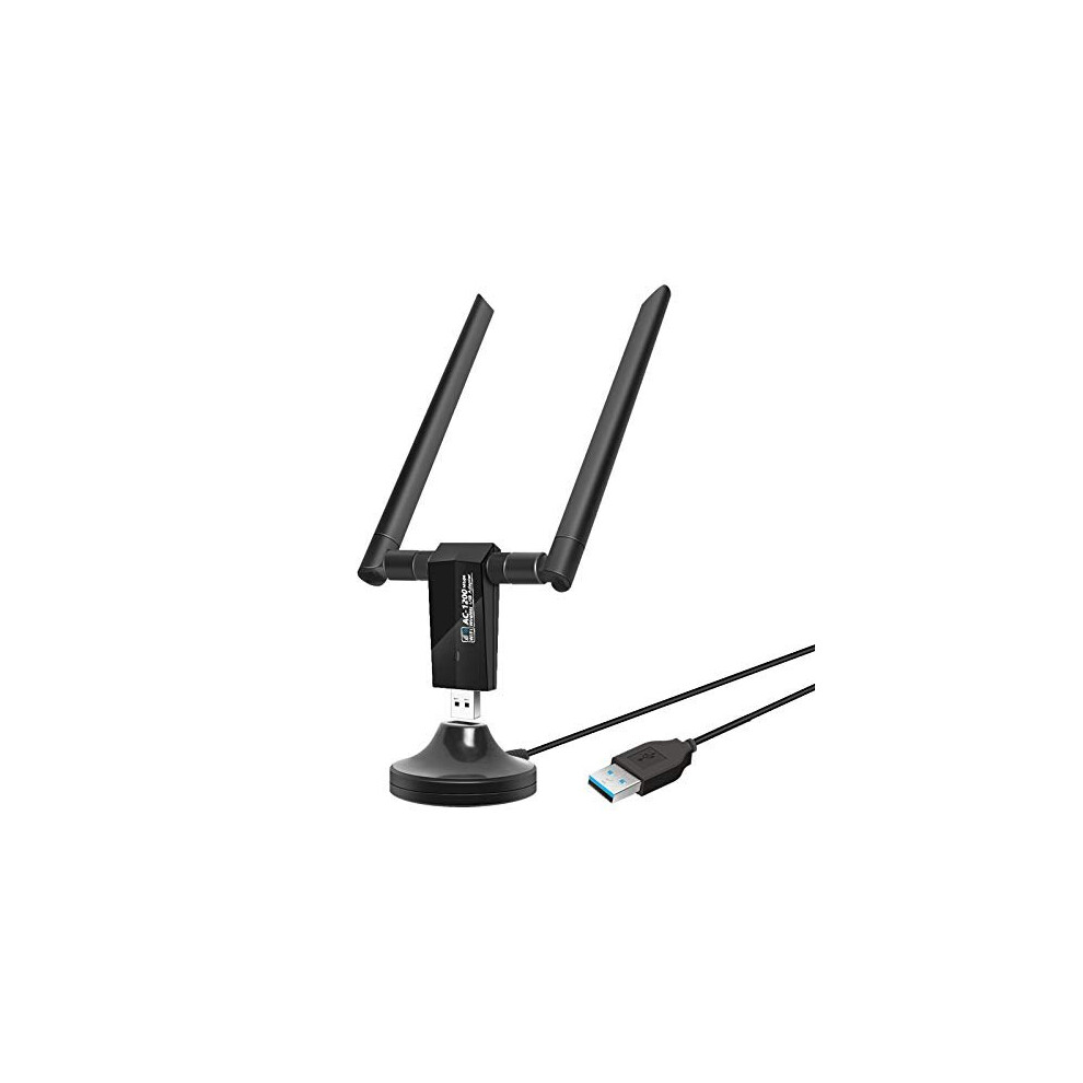 Piaek Usb Wifi Adapter, Dual Band Wifi Dongle 2.4Ghz/300Mbps 5.8Ghz/867Mbps Wireless Network Adapter With Usb 3.0 Cradle And Extension Cable For 764690193502
