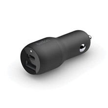 Belkin 37W Dual Port Car Charger - USB-C 25W PPS + USB-A 12W for iPhone, Galaxy S21 Ultra, Note 20, 5G