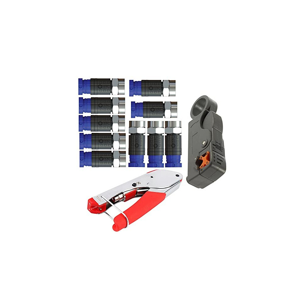 Inbrackets Compression F Connectors Cmx100 Double Blade Coax Stripper With Professional Compression Tool For Ct100 Wf100 Rg6 Coaxial Coax Satelli 5060793920072