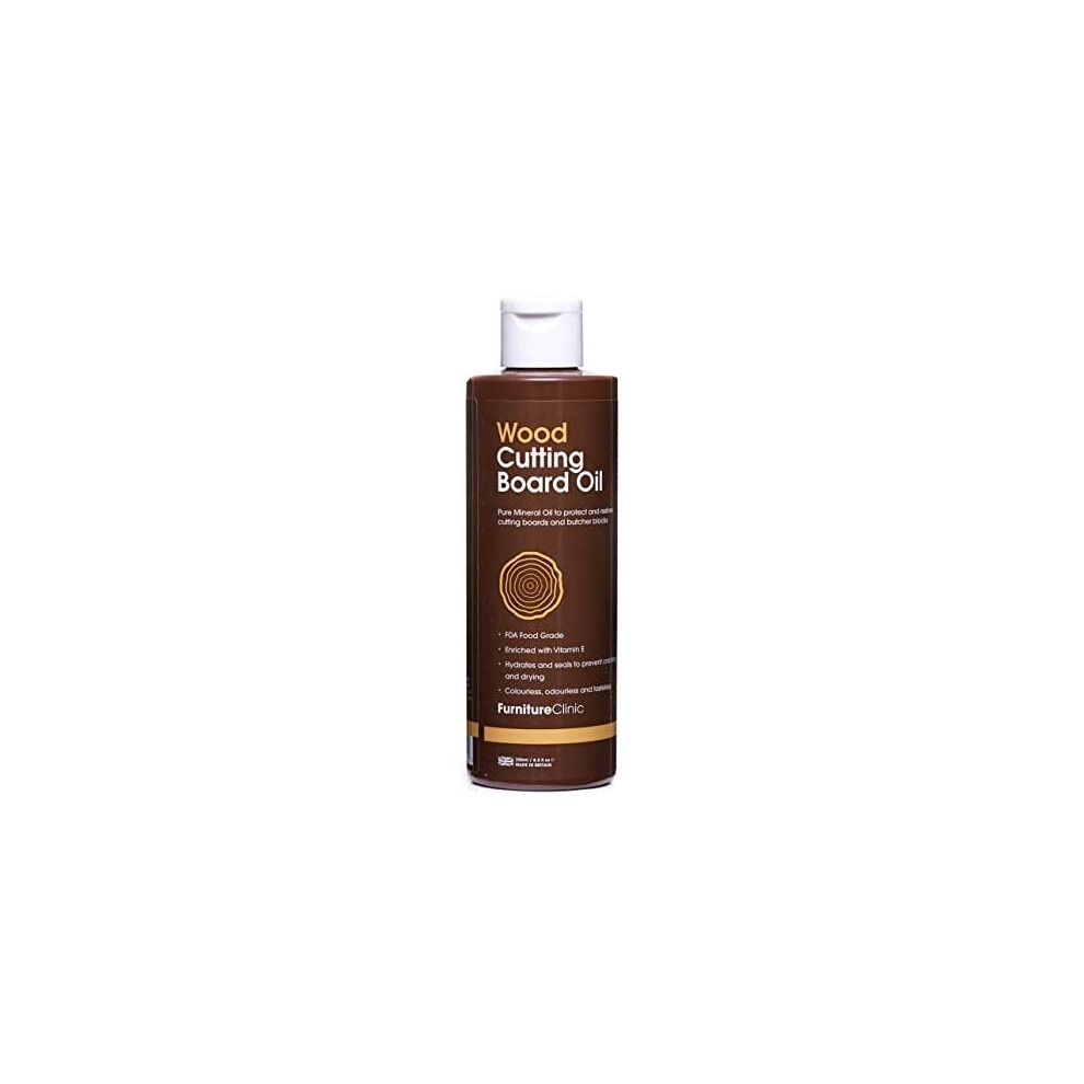 Furniture Clinic Chopping Board Oil (250ml) | Food Grade Mineral Oil to Protect and Restore | Use on Wood Cutting Boards, Butcher Blocks and Coun