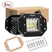 Nilight 2PCS 42W Flush Mount LED Light Pods Upgraded Spot Flood Combo Driving Light LED Work Light Backup Reverse Light Grill Mount Light for Off