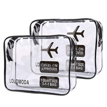 2pcs Clear Toiletry Bag with Zipper Travel Luggage Pouch Carry On Clear Airport Airline Compliant PVC Wash Bag Organizer Cosmetic Makeup Bags (Bl