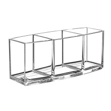 Makeup Brush Holder Organizer, 3 Slot Acrylic Makeup Brush Organiser, Eyeliners Display Holder for Comestic Organizing (Clear)