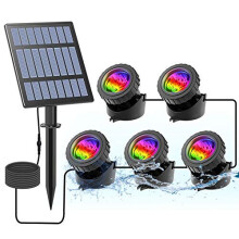 Solar Powered Pond Lights, Waterproof IP68 Submersible Lights with LED Color Changing Spot Light for Aquarium Tank Garden Pool Fountain Waterfall
