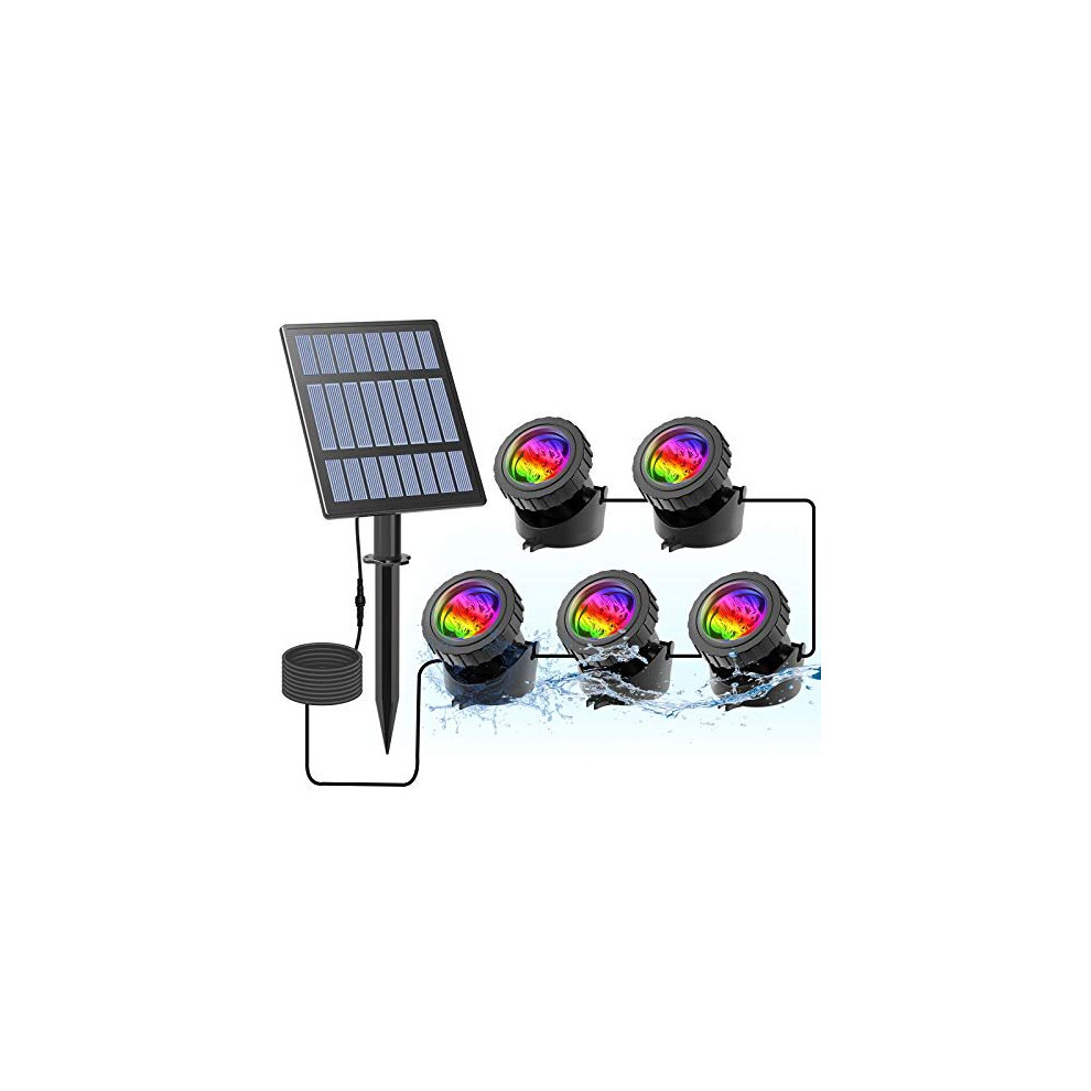 Solar Powered Pond Lights, Waterproof IP68 Submersible Lights with LED Color Changing Spot Light for Aquarium Tank Garden Pool Fountain Waterfall