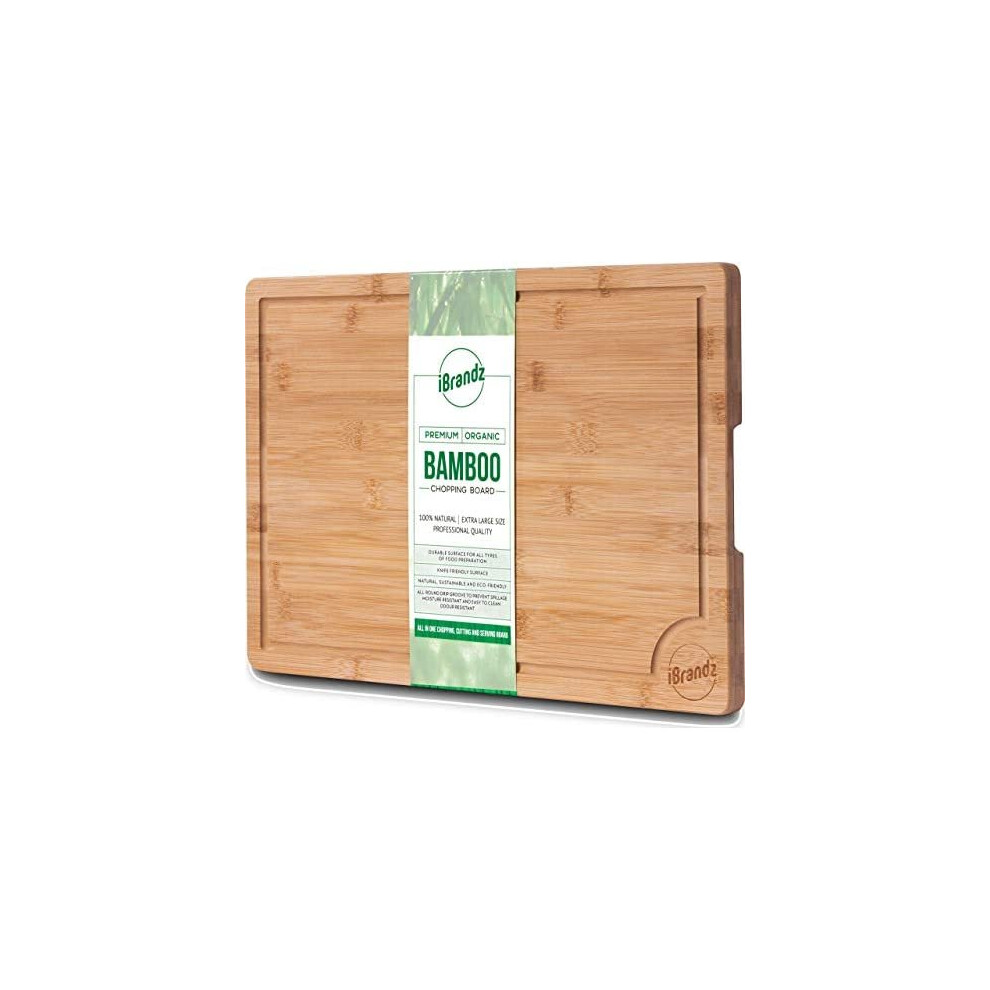 Premium Organic Bamboo Chopping Board. Professional Grade Extra Large Size Cutting Board 44.5 X 30 X 2 cm. Heavy Duty Large Wooden Chopping Board