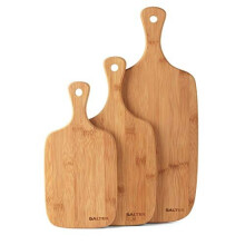 Salter BW06732 Bamboo Paddle Chopping Set, 3 Piece Boards, 30/35/45 cm, Strong & Durable, Protects Kitchen Worktops, Reversible, Ideal for Servin