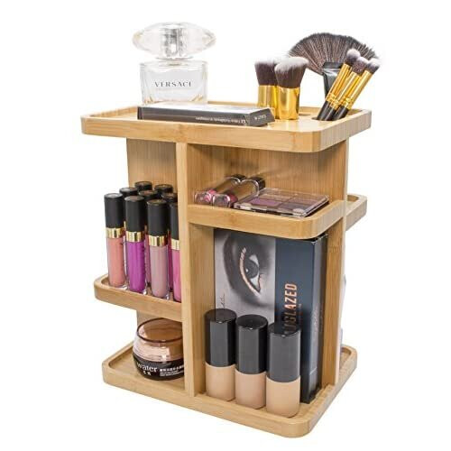 Sorbus 360 Makeup Organizer - Bambu Make Up Förvaring Karusell för Kosmetika och Hudvård