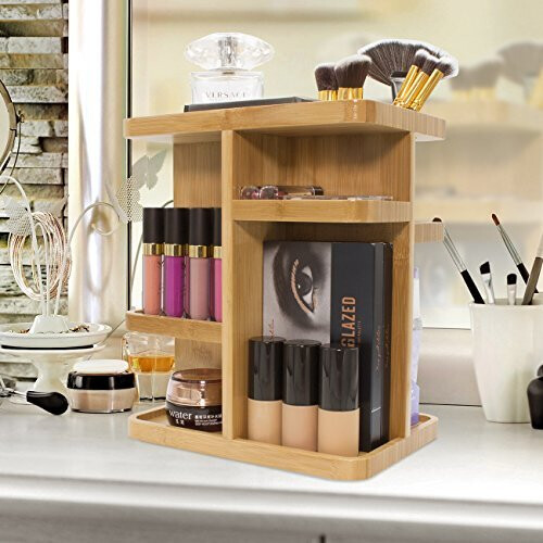 Sorbus 360 Makeup Organizer - Bambu Make Up Förvaring Karusell för Kosmetika och Hudvård 1