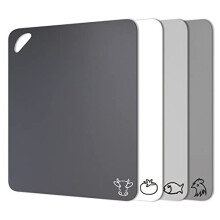 Flexible Plastic Cutting Board Mats in Unique Modern Neutral Colors with Food Icons & Easy-Grip Handles, Fotouzy BPA-Free, Non-Porous, 100% Non-S