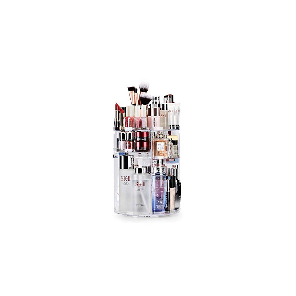Auxmir Makeup Organiser, 360 Degree Rotating Beauty Organiser For Cosmetic Perfume Jewellery, Revolving Make Up Storage With 7 Adjustable Layers