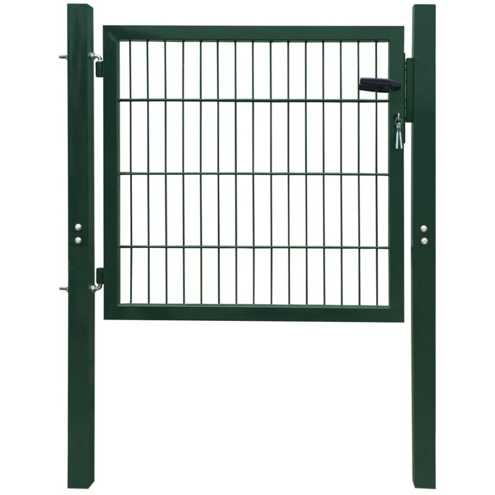 vidaXL 2D Metal Garden Fence Gate Yard Wire Mesh Single Door Green with Lock