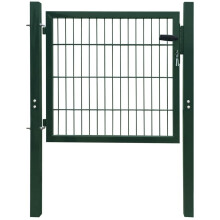 vidaXL Fence Gate Steel Green 105x150cm Security Barrier Garden Patio Terrace