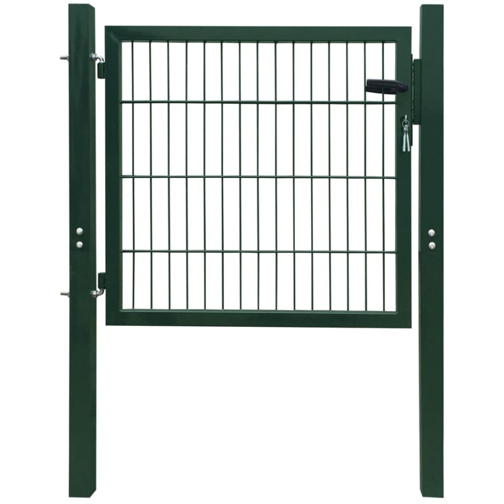 vidaXL Fence Gate Steel Green 105x150cm Security Barrier Garden Patio Terrace