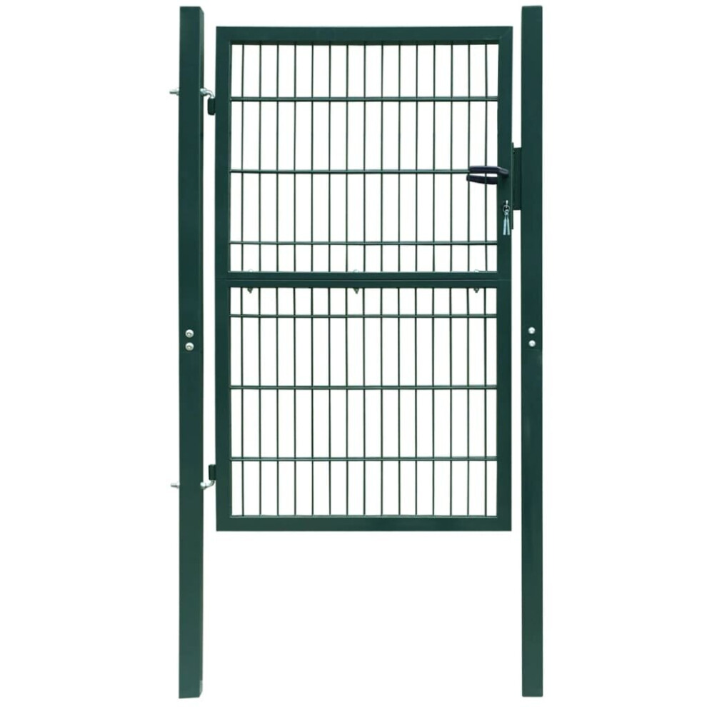 vidaXL 2D Metal Garden Fence Gate Yard Wire Mesh Single Door Green with Lock