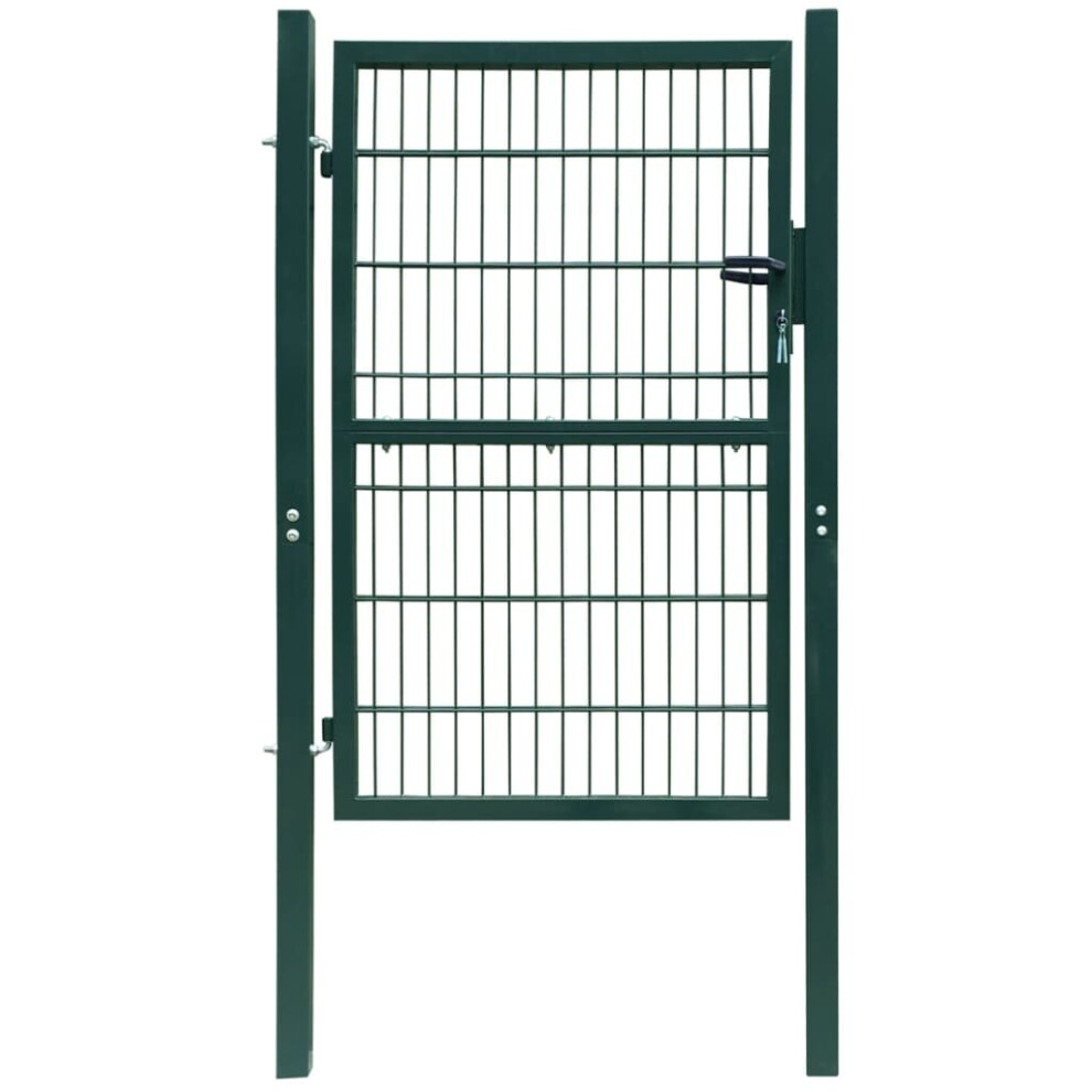 vidaXL 2D Metal Garden Fence Gate Yard Wire Mesh Single Door Green with Lock