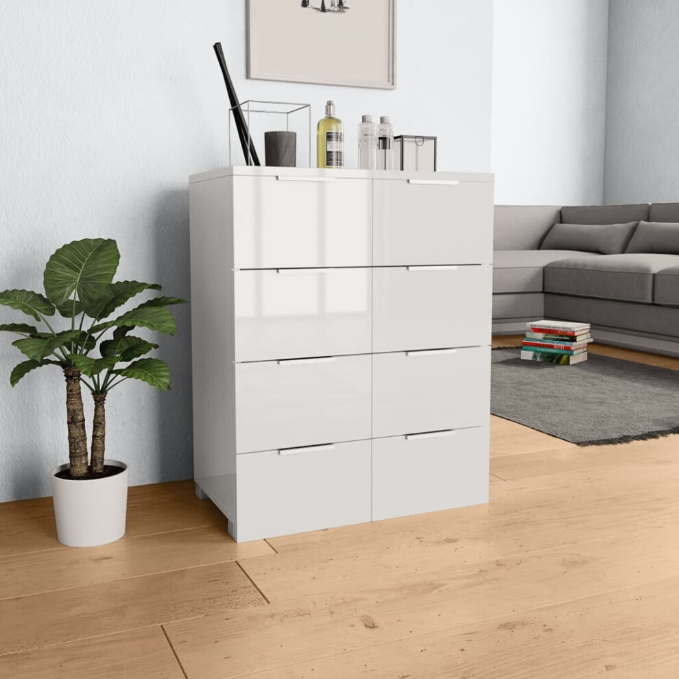 vidaXL Sideboard High Gloss White Engineered Wood Cabinet Organiser Stand