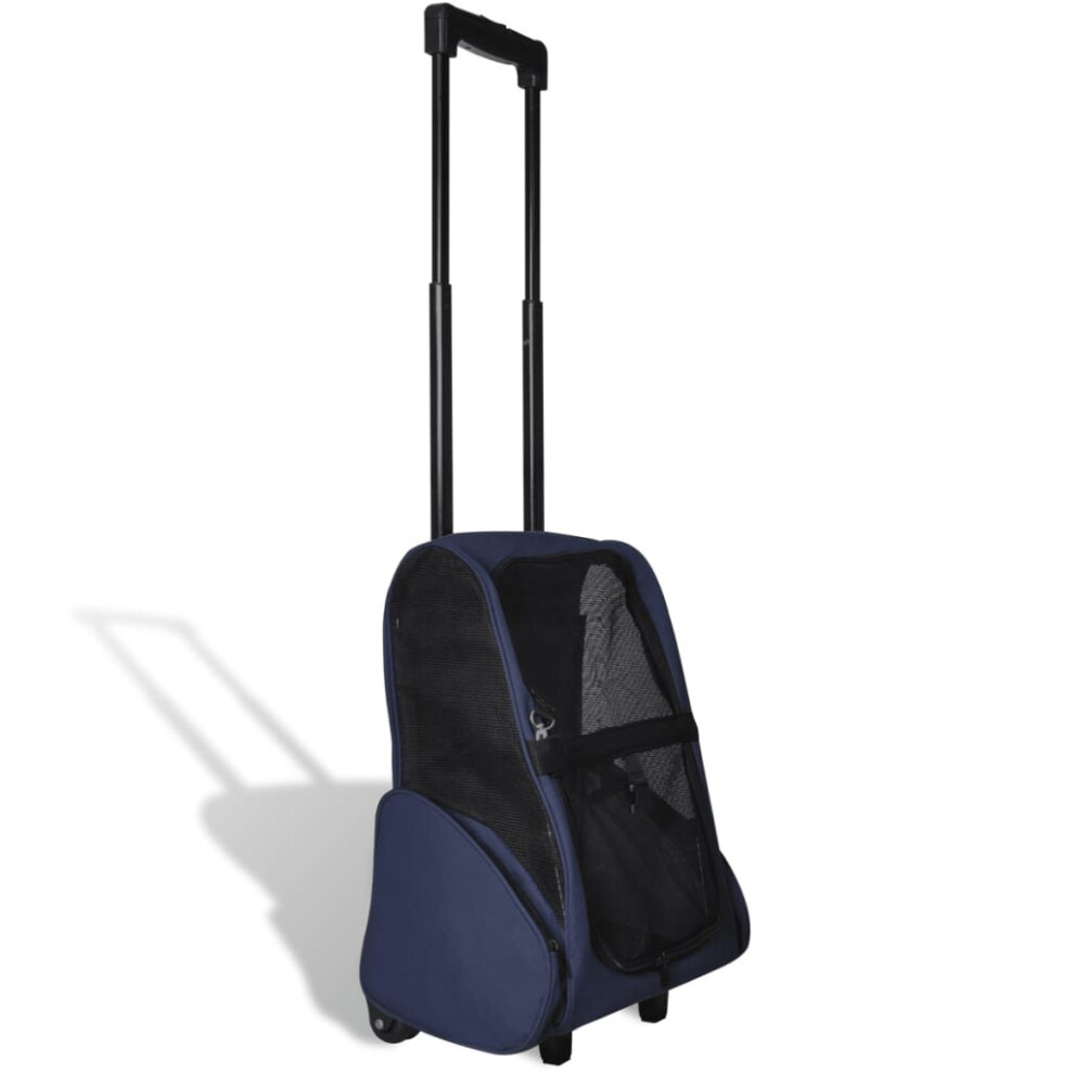 vidaXL Foldable Multipurpose Pet Trolley Blue Doggy Travel Trailer Stroller