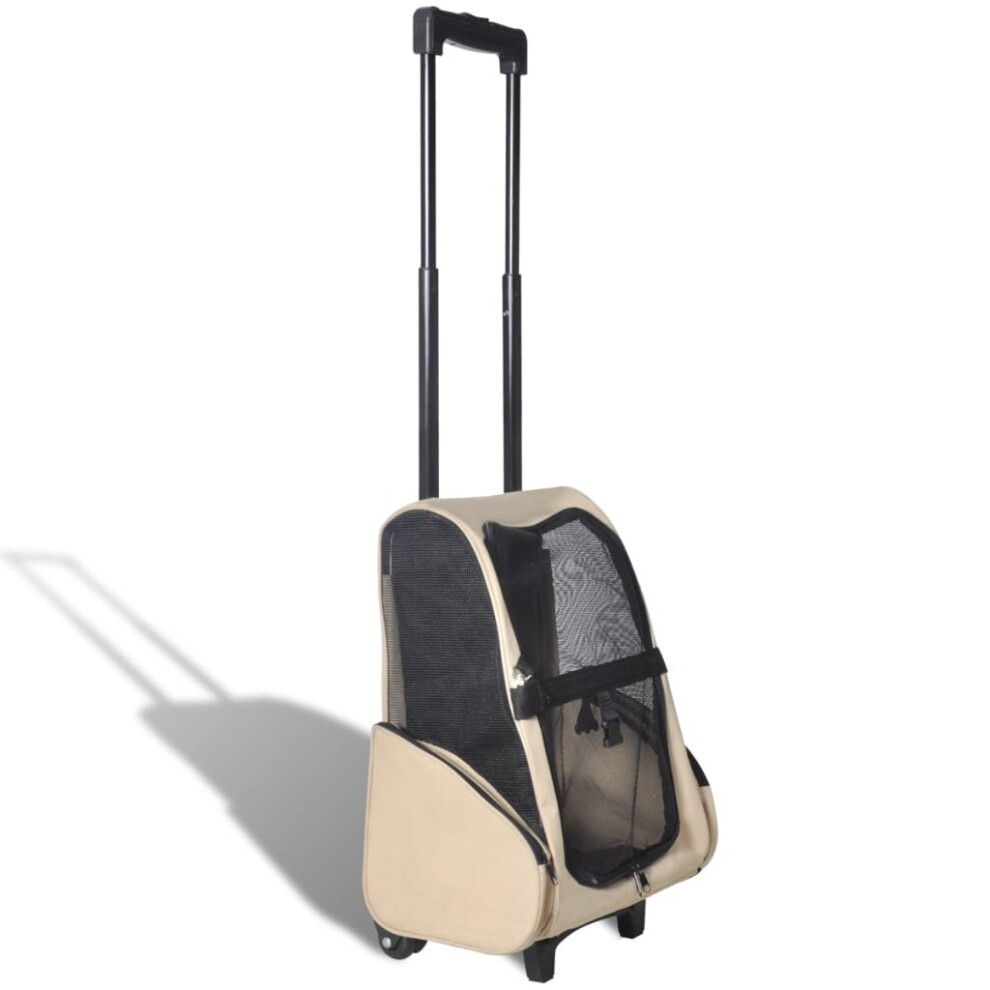 vidaXL Foldable Multipurpose Pet Trolley Beige Doggy Travel Trailer Stroller