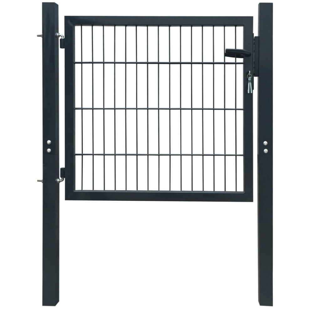 vidaXL Fence Gate Steel Anthracite 105x150cm Garden Patio Security Barrier