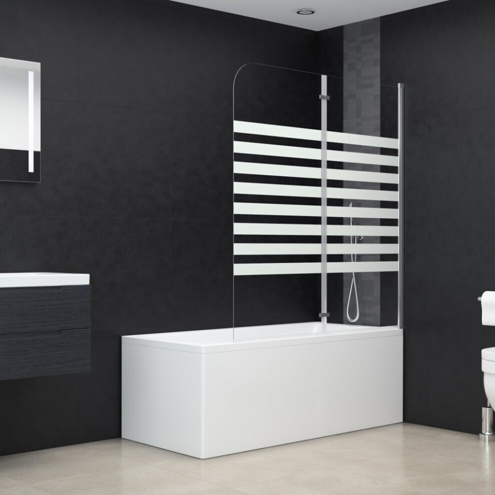 Vidaxl Bath Enclosure 140Cm Tempered Glass Stripe Bathroom Shower Screens 8719883824925