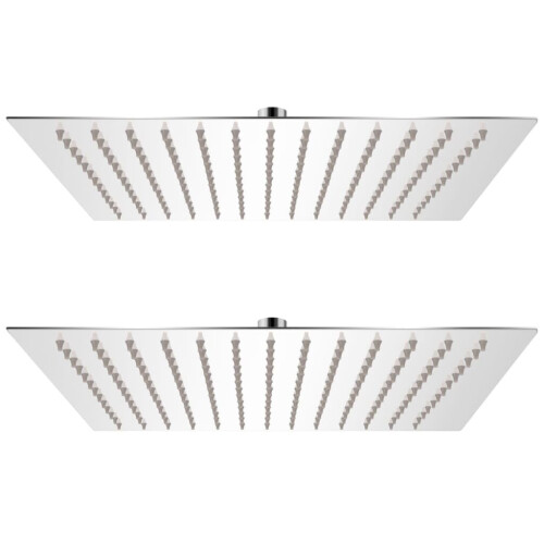 VidaXL vidaXL 2x Rain Shower Head Stainless Steel 30x30cm Water Saving Bath Accessory