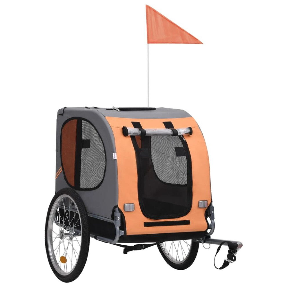 vidaXL Pet Bike Trailer Dog Carrier Stroller Bicycle Trailer Orange and Grey