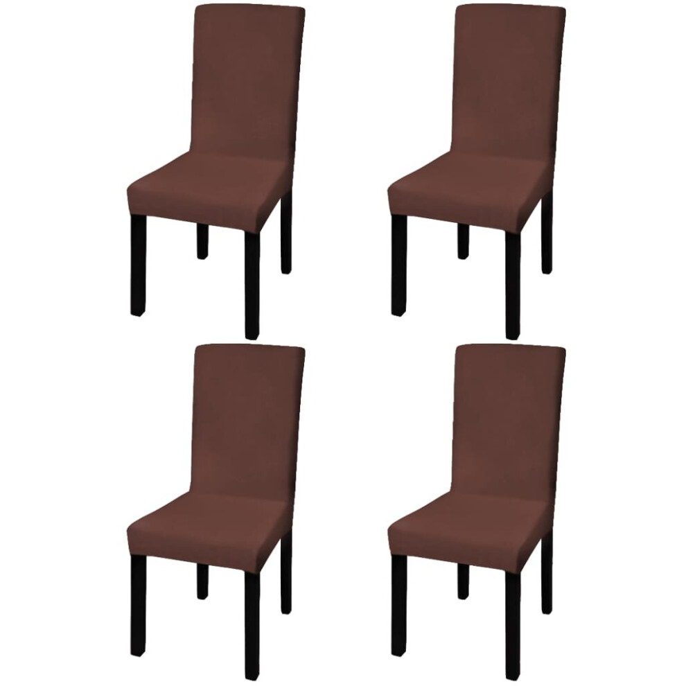 vidaXL 4x Straight Stretchable Chair Cover Brown Universal Seat Slipcover