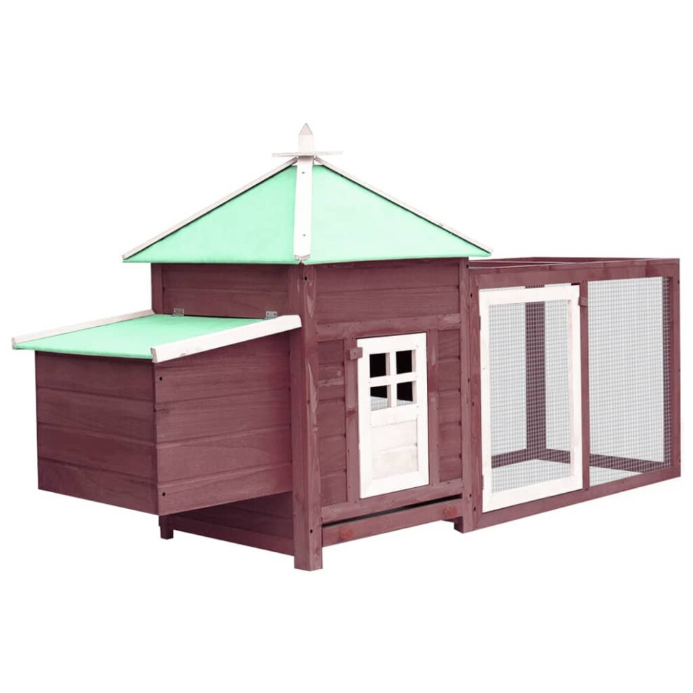 vidaXL Solid Firwood Chicken Coop with Nest Box Mocha Hen House Hutch Cage