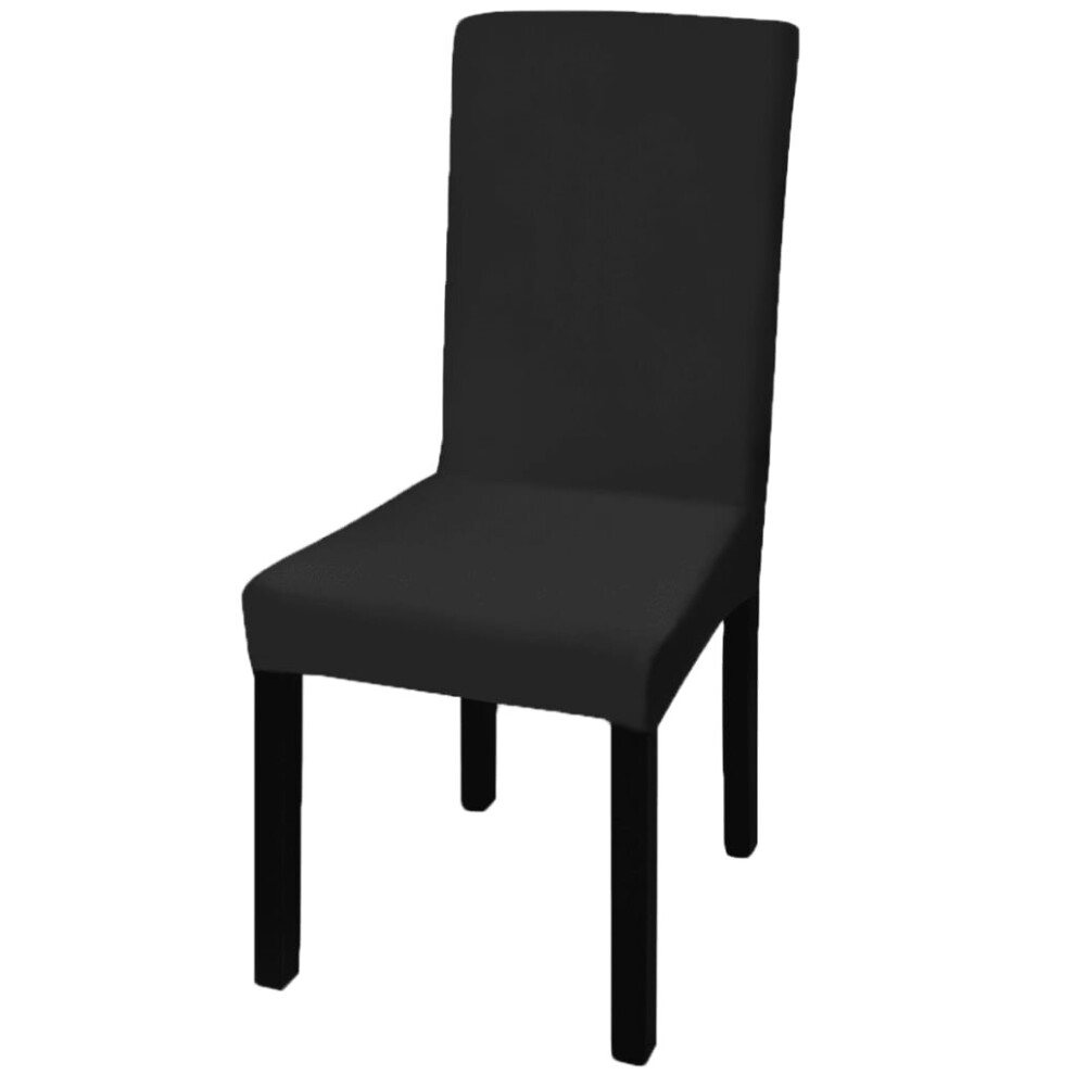 vidaXL 6x Straight Stretchable Chair Cover Black Universal Seat Slipcover