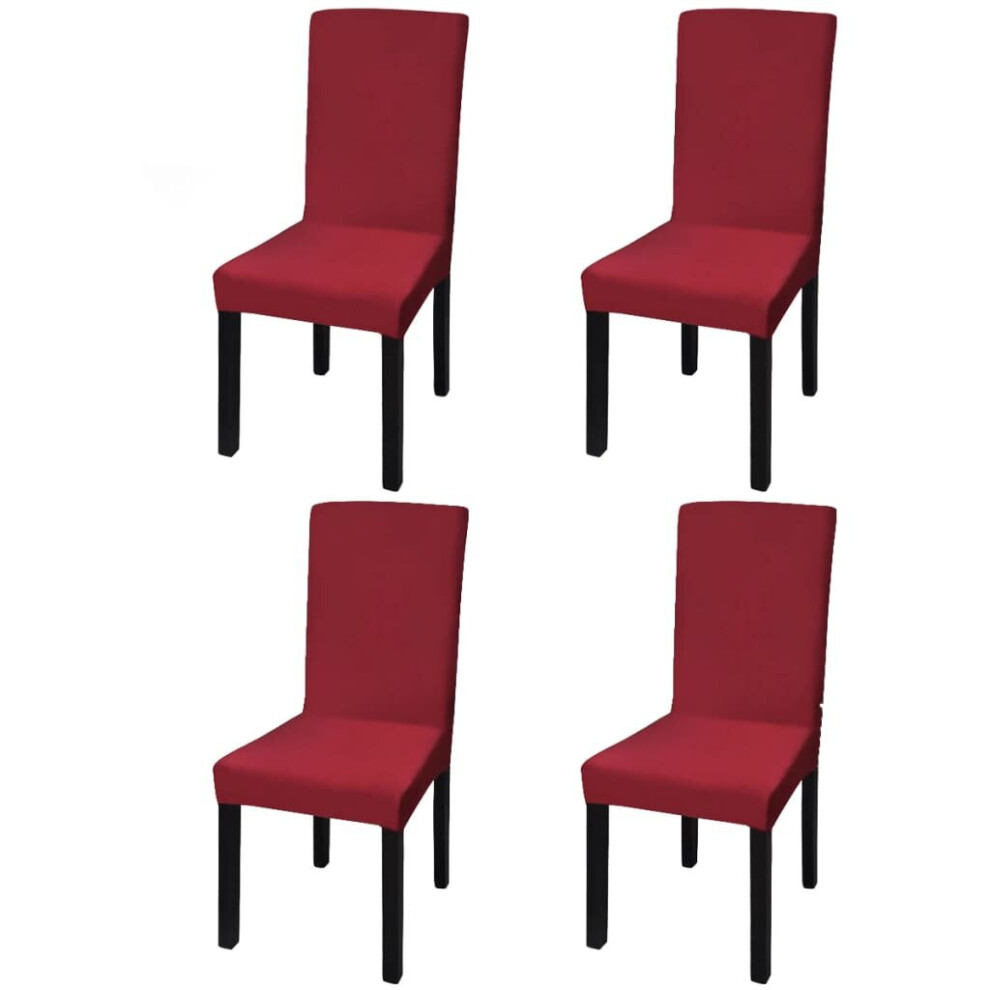 vidaXL 4x Straight Stretchable Chair Cover Bordeaux Universal Seat Slipcover