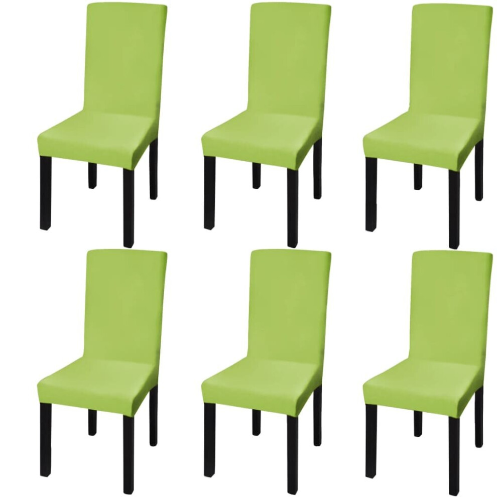 vidaXL 6x Straight Stretchable Chair Cover Green Universal Seat Slipcover