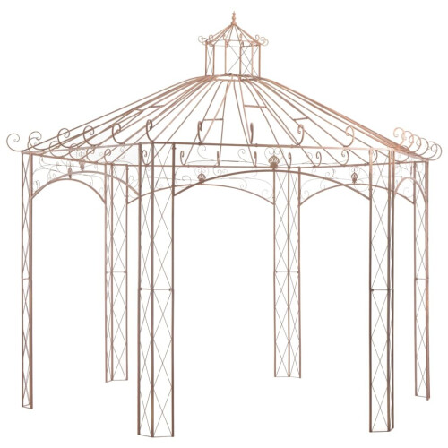 vidaXL Garden Pavilion Antique Brown 4m Iron Outdoor Patio Rose Arch Gazebo