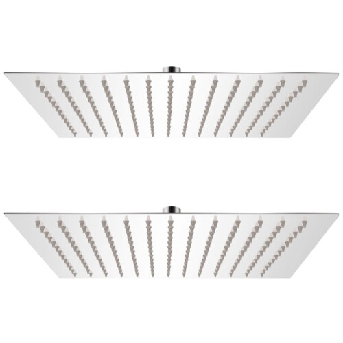 VidaXL vidaXL 2x Rain Shower Head Stainless Steel 25x25cm Water Saving Bath Accessory