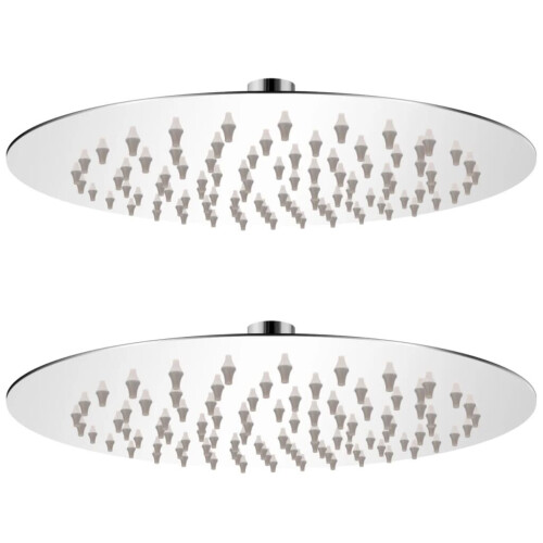 VidaXL vidaXL 2x Rain Shower Head Stainless Steel 20cm Water Saving Bath Accessory