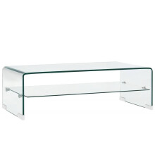 vidaXL Coffee Table with a Shelf Clear 98cm Tempered Glass Side End Stand