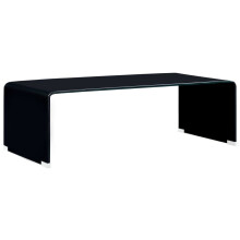 vidaXL Coffee Table Tempered Glass Black 98cm Home Side Tea Stand Furniture